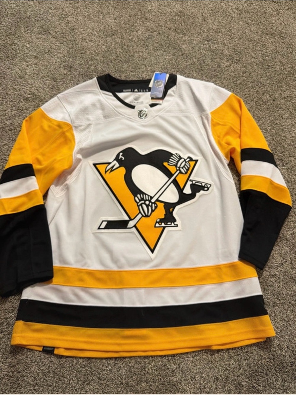 NWT Pittsburgh Penguins Mens White Away 50 Hockey Jersey New Adidas Blank